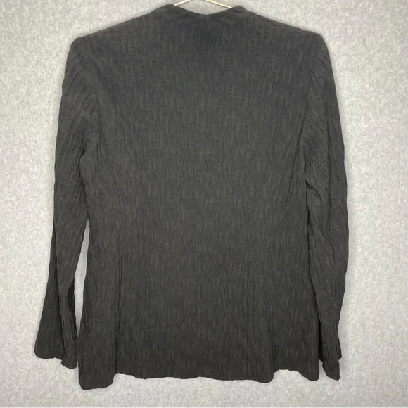Eileen Fisher 3D Crinkle Minimalistic Quiet Luxury Full Zip Gray Jacket - Picture 6 of 7